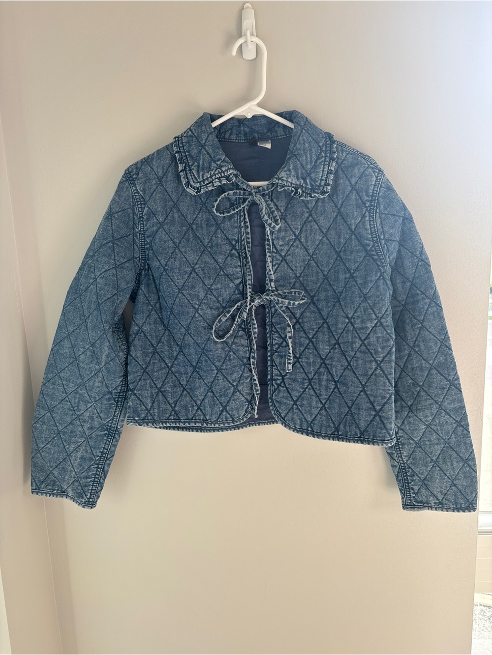 H&M Divided Quilted Denim Jacket in Light Blue